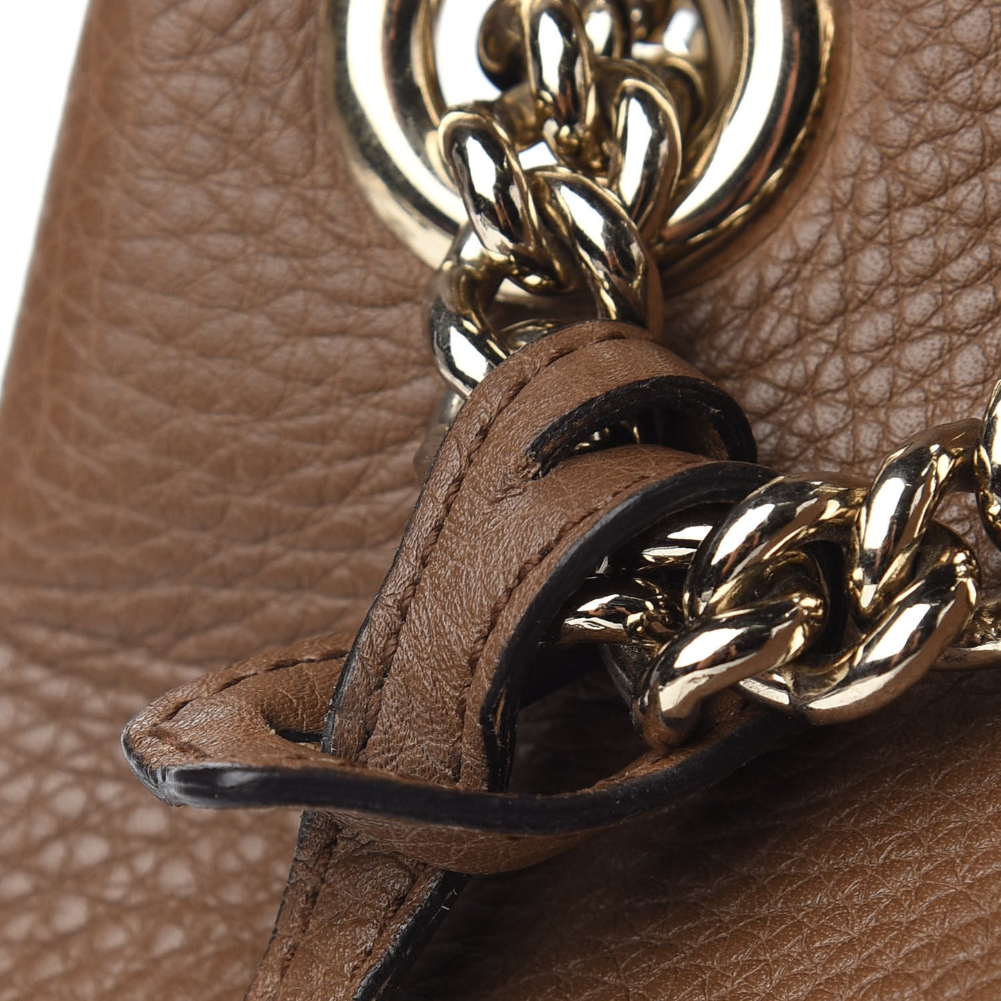 Pebbled Calfskin Medium Soho Chain Shoulder Bag Maple Brown