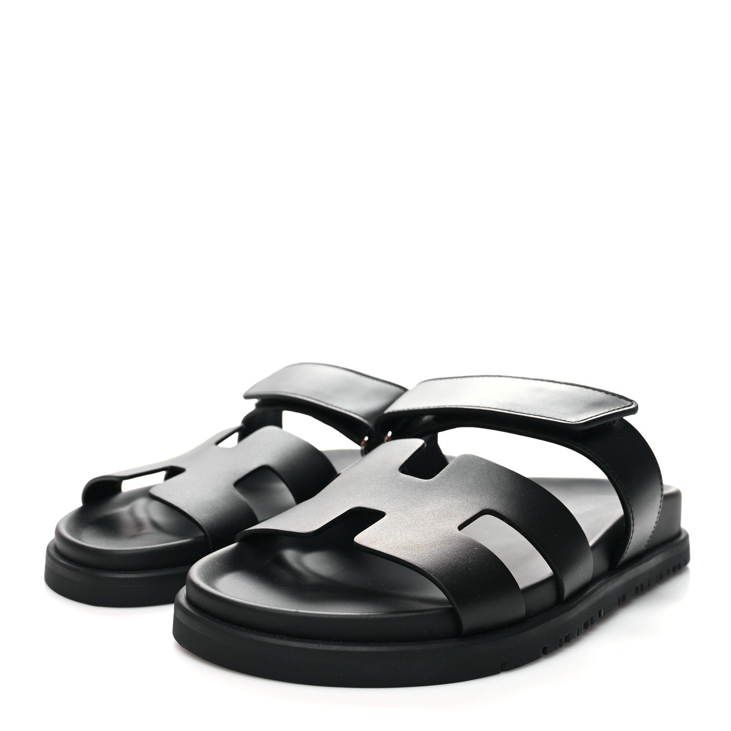 Hermes Calfskin Womens Chypre Sandals 36.5 Black 3 of 9