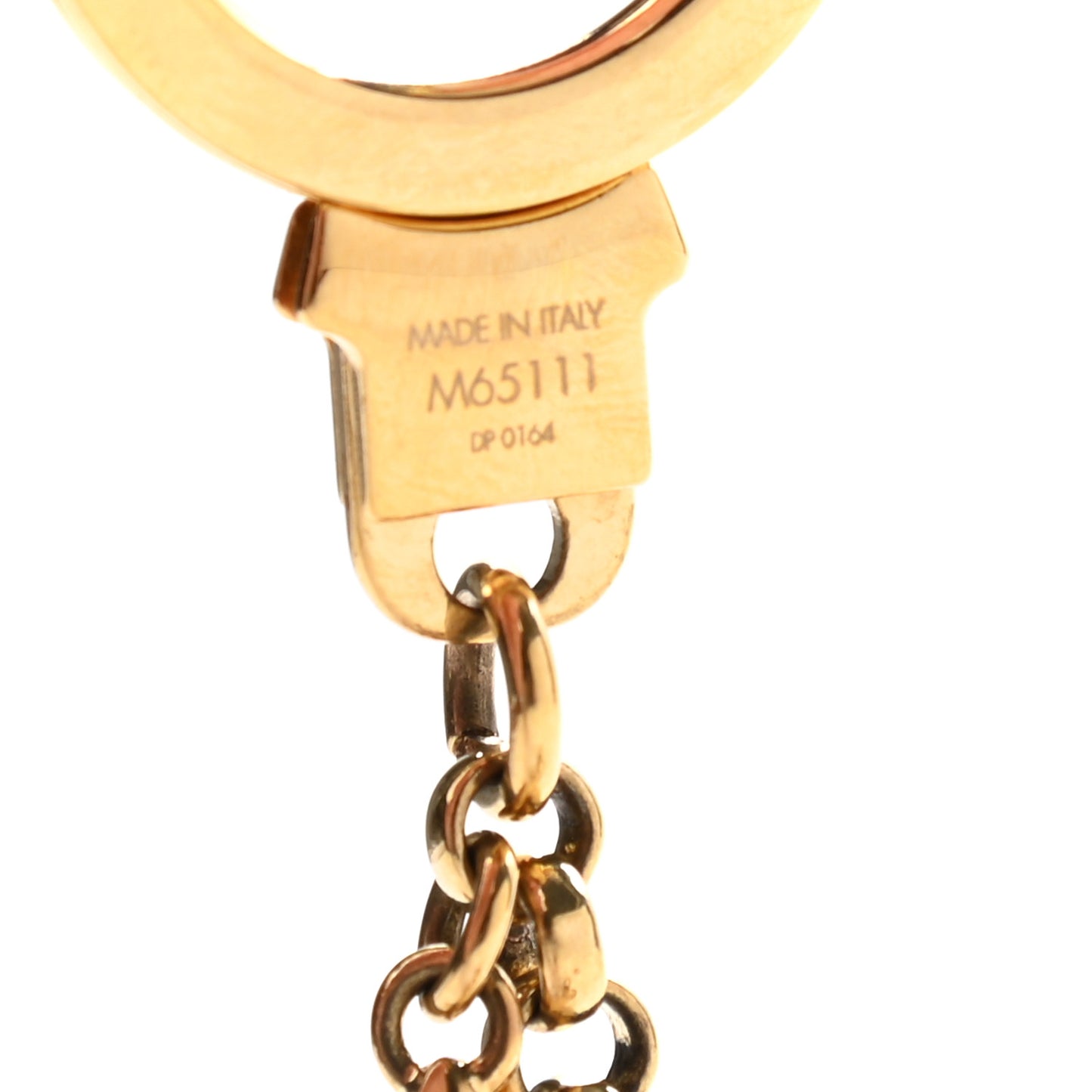 Brass Enamel Fleur De Monogram Bag Charm Chain Gold