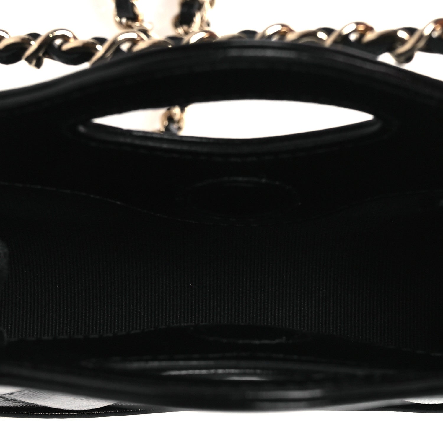 Chanel Shiny Lambskin Quilted Micro 31 Clutch With Chain Black