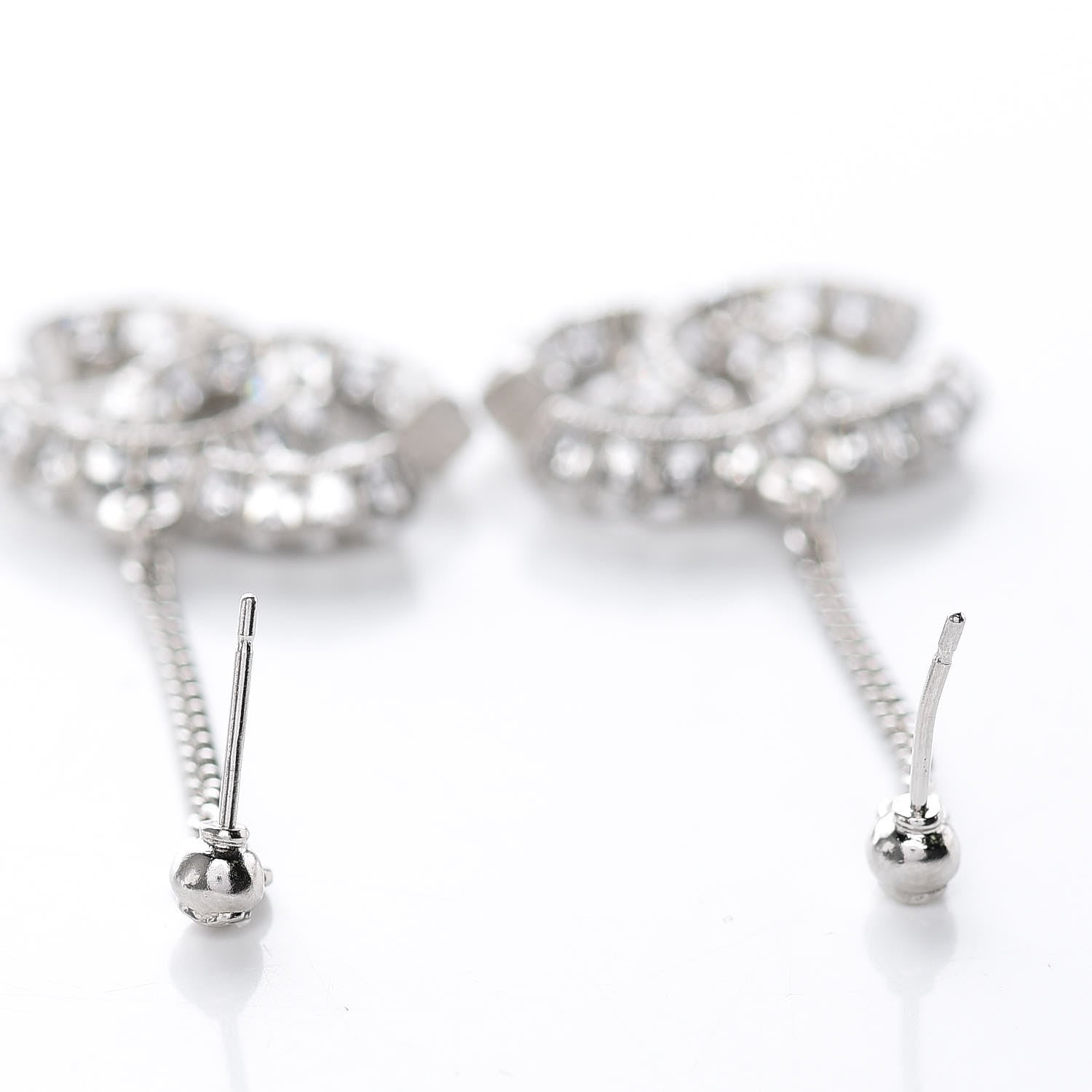 Chanel Baguette Crystal CC Dangle Earrings Silver 3 of 3