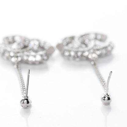 Chanel Baguette Crystal CC Dangle Earrings Silver 3 of 3