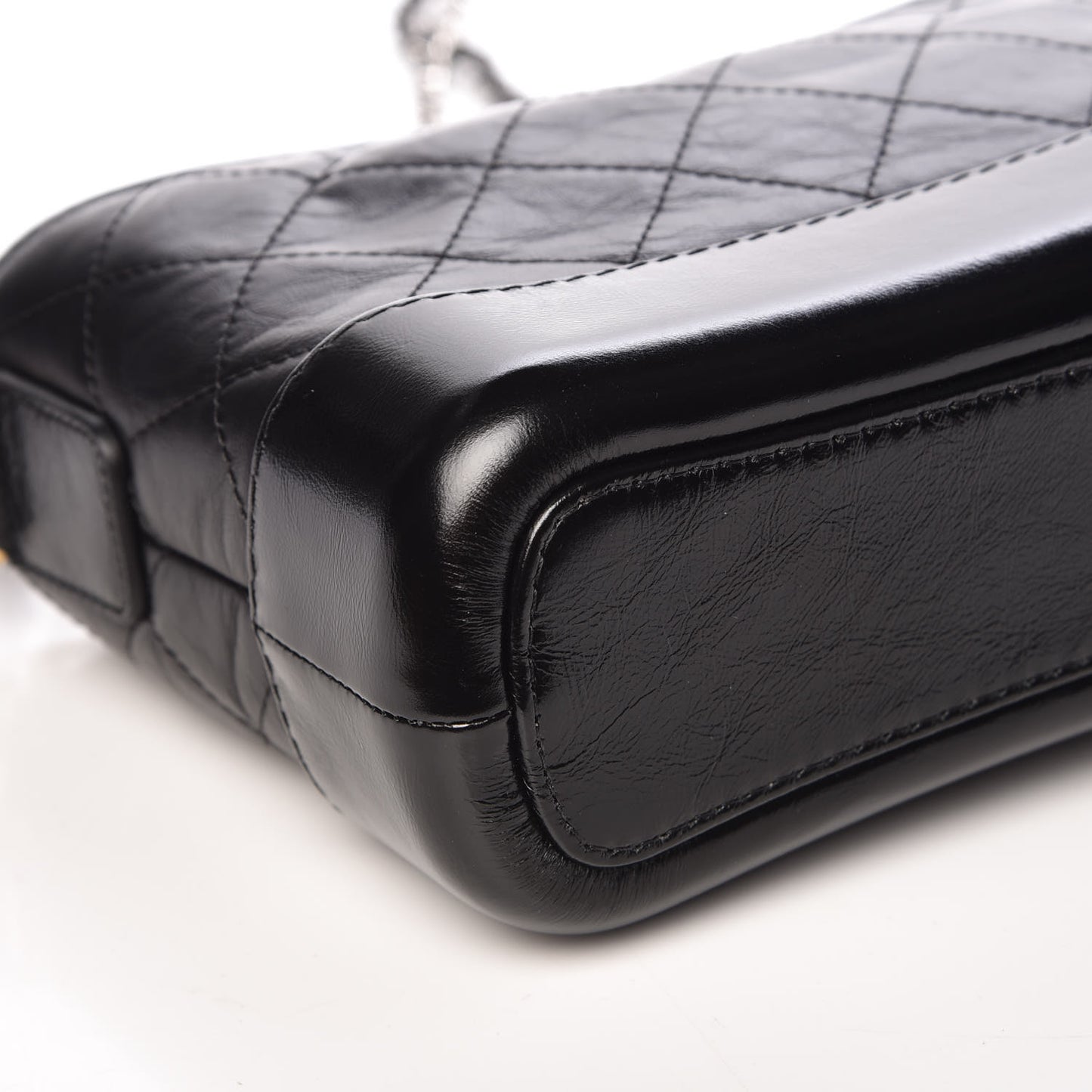 Aged Calfskin Quilted Small Gabrielle Hobo Black