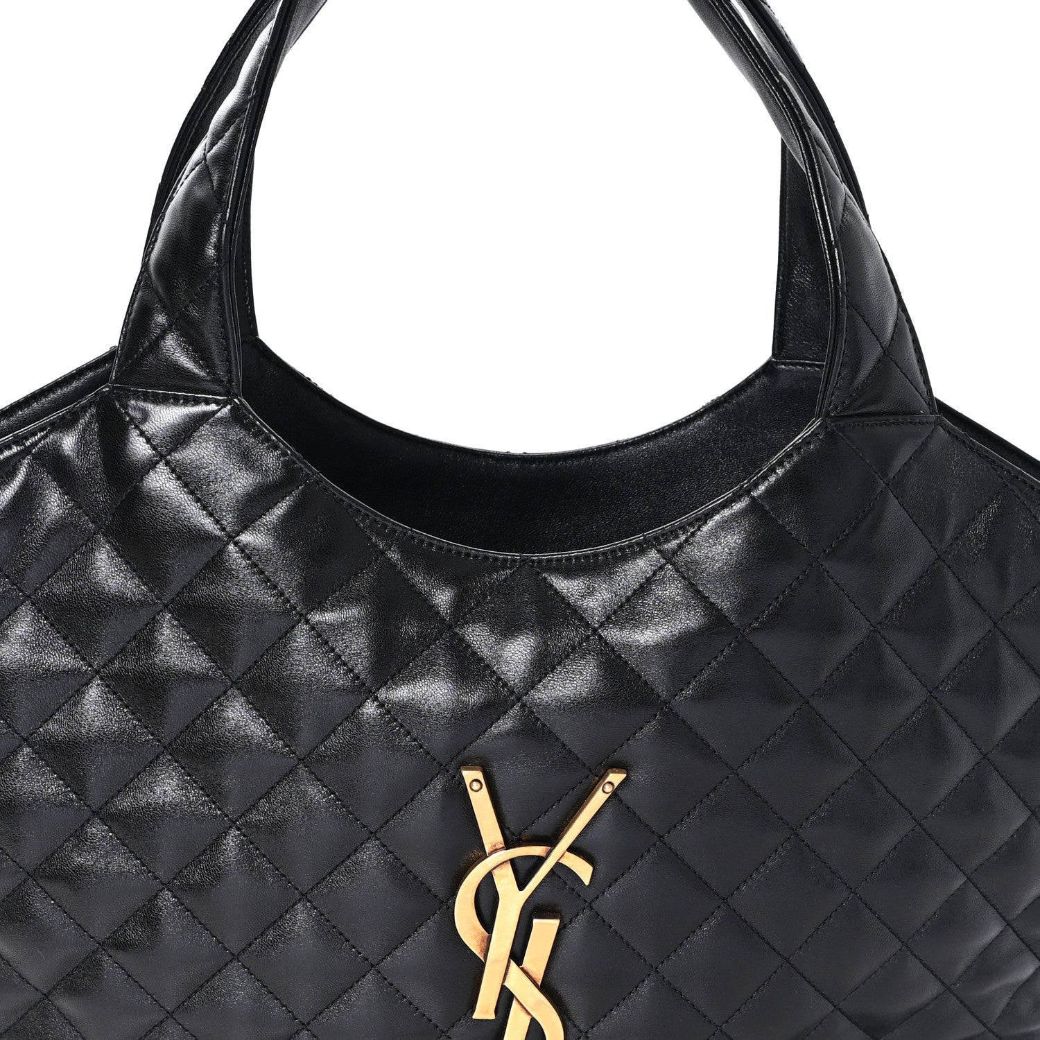 Saint Laurent Lambskin Quilted Medium Icare Shopping Tote Black 9 of 12