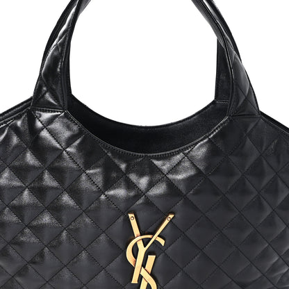 Saint Laurent Lambskin Quilted Medium Icare Shopping Tote Black 9 of 12
