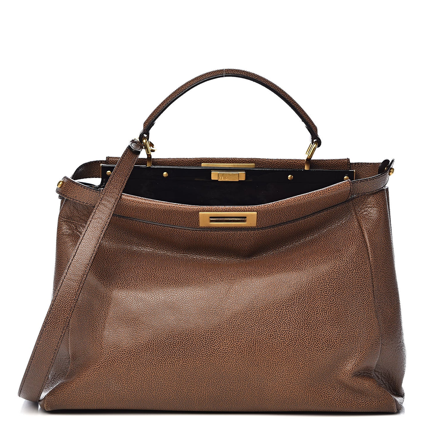 Patent Large Peekaboo Iconic Satchel Brown