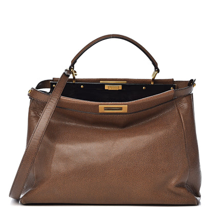 Fendi Patent Large Peekaboo Iconic Satchel Brown 1 of 14