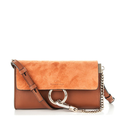 Chloe Suede Calfskin Mini Faye Shoulder Bag Tobacco 1 of 6
