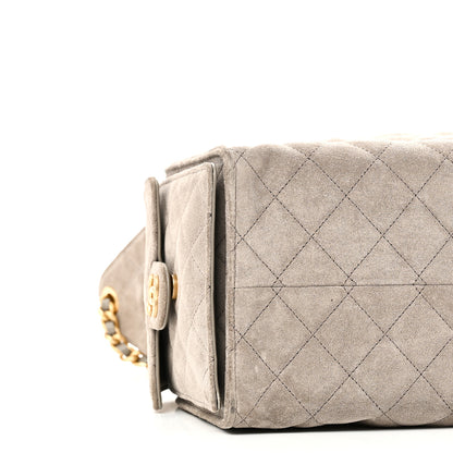 Chanel Suede Quilted Medium Chanel 25 Handbag Grey 9 of 11