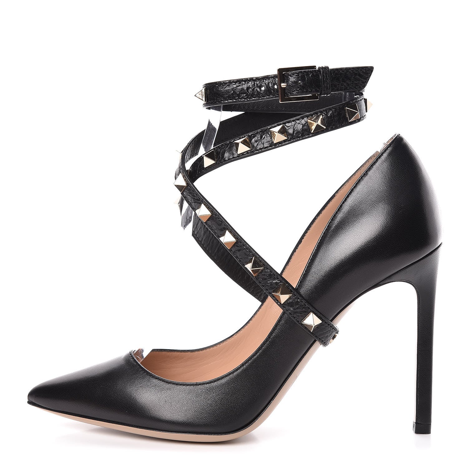 Valentino Garavani Nappa Rockstud Studwrap Strap 105mm Pumps 36.5 Black 1 of 9