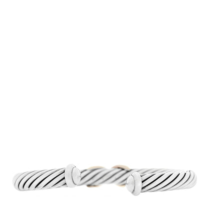 David Yurman Sterling Silver 14K Yellow Gold 7mm X Station Cable Bracelet 2 of 3