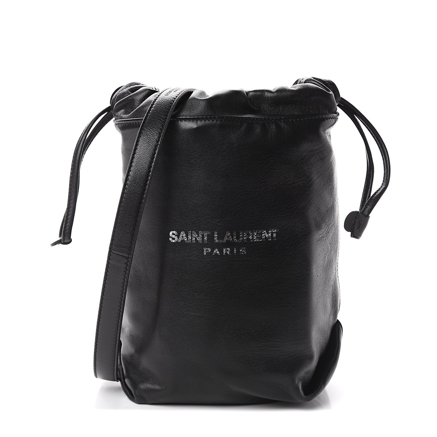 Saint Laurent Lambskin Small Teddy Bucket Bag Black 2 of 8