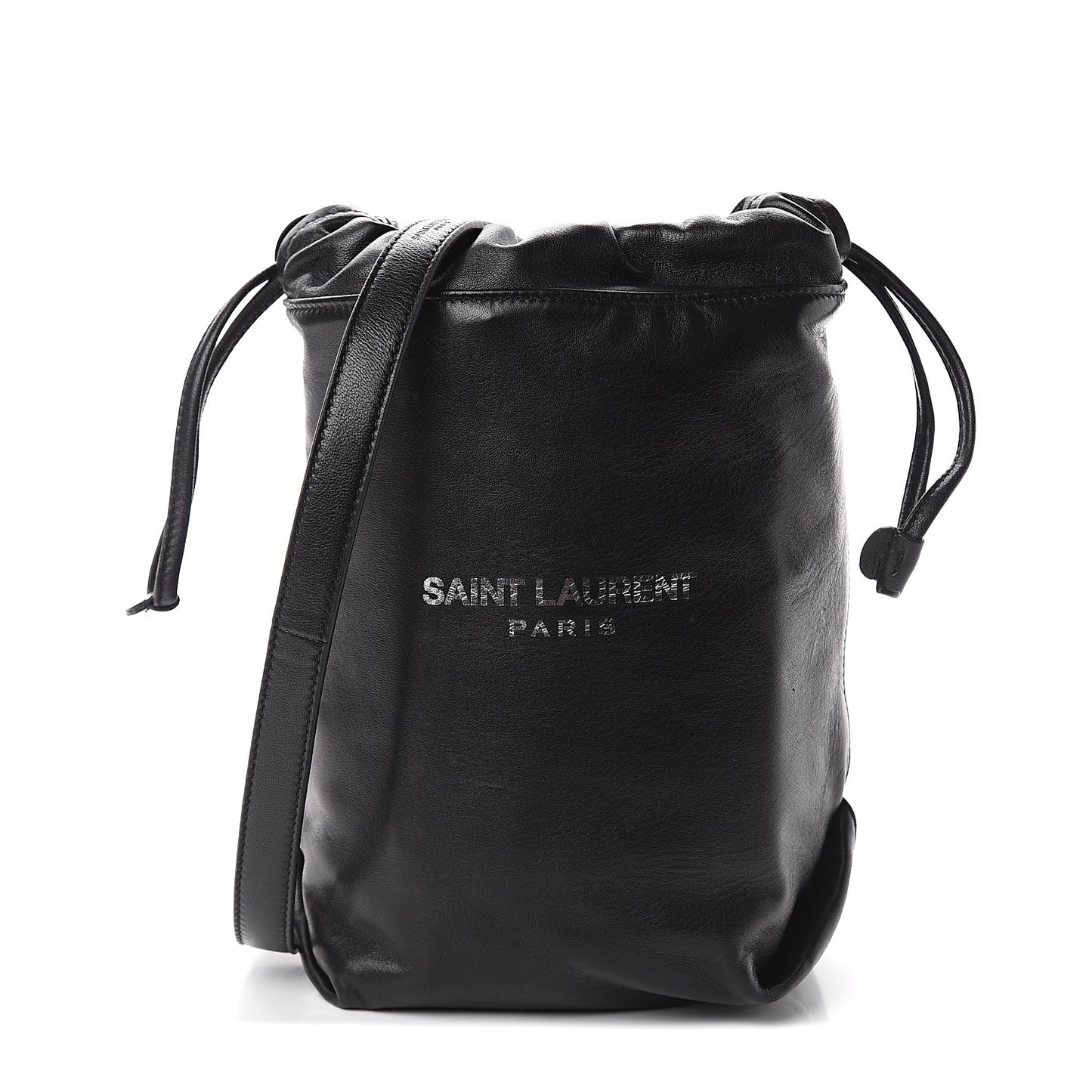 Lambskin Small Teddy Bucket Bag Black