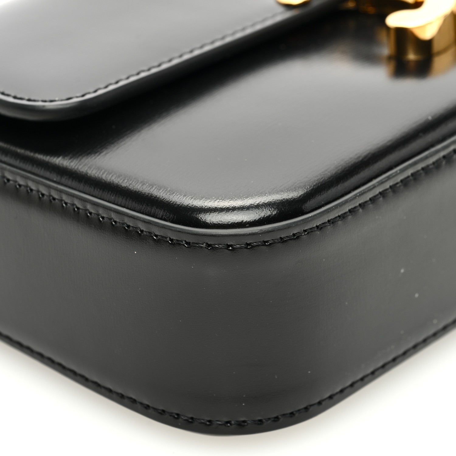 Celine Shiny Calfskin Triomphe Chain Shoulder Bag Black 8 of 9