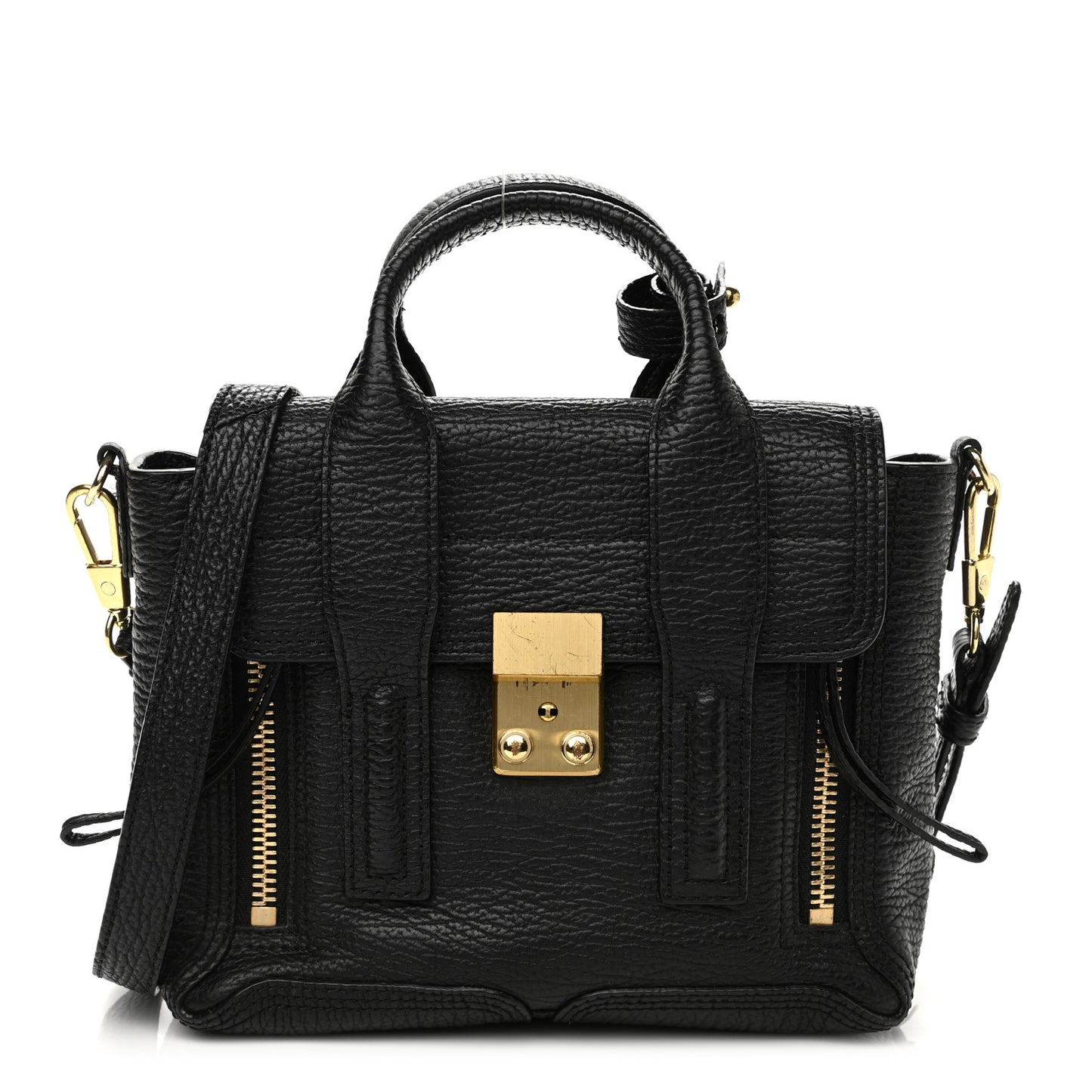Textured Calfskin Mini Pashli Satchel Black