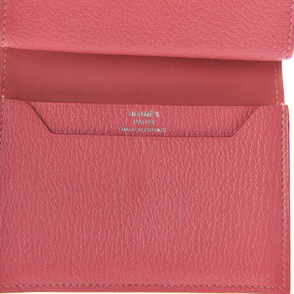 Hermes Chevre Mysore Mini Bearn Wallet Rose Lipstick 6 of 7