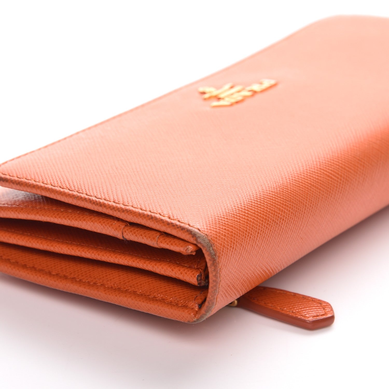 Prada Saffiano Metal Continental Flap Wallet Papaya 8 of 13