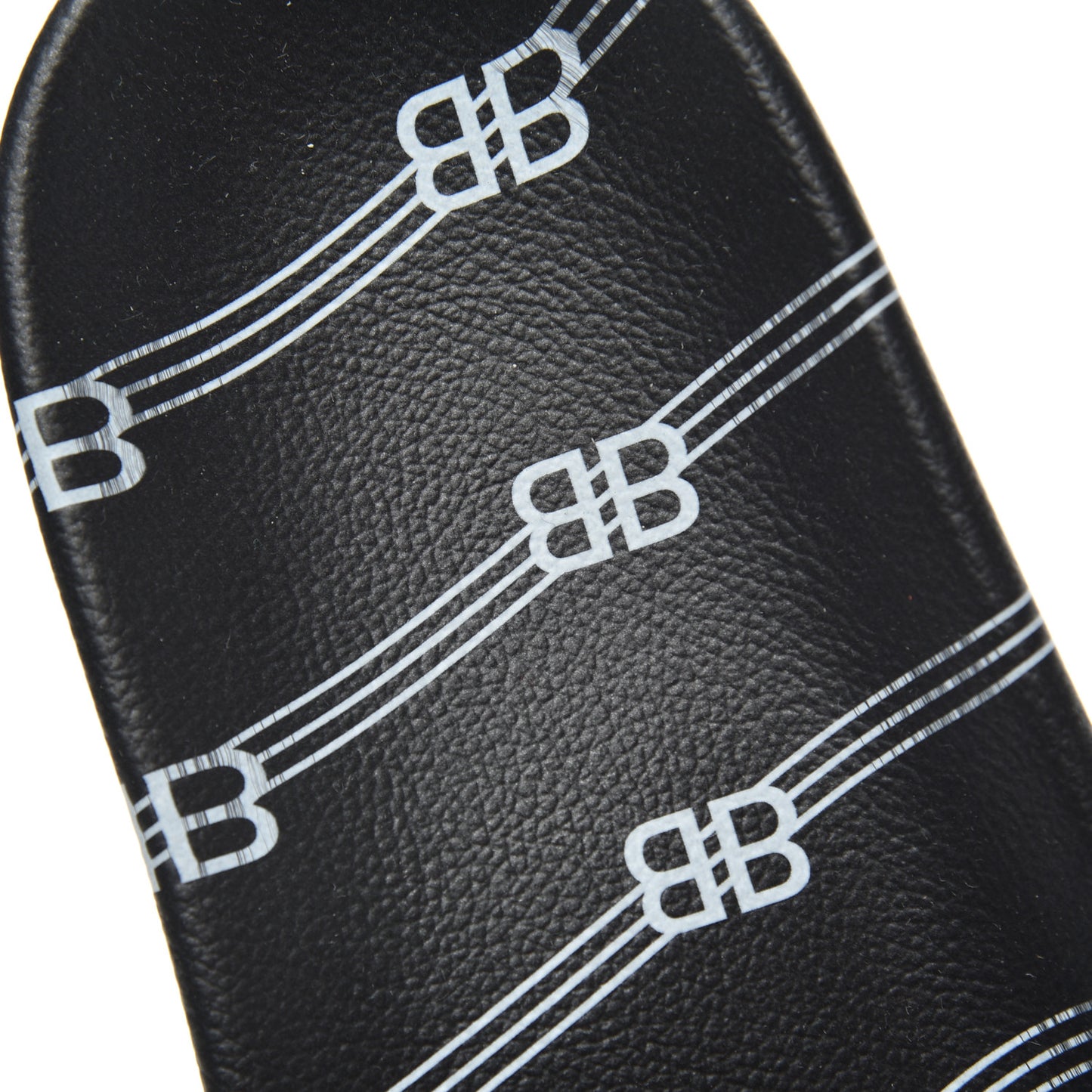 Rubber License Logo Print Mens Pool Slide Sandals 42 Black White