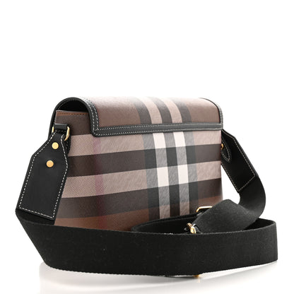 Burberry Calfskin Giant Check E-Canvas Note Crossbody Bag Dark Birch Brown 3 of 10