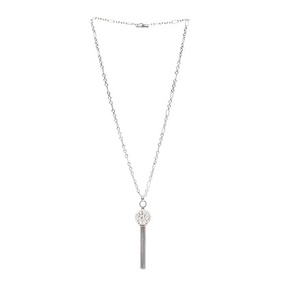 David Yurman Sterling Silver Diamond Tapestry Tassel Necklace 3 of 4