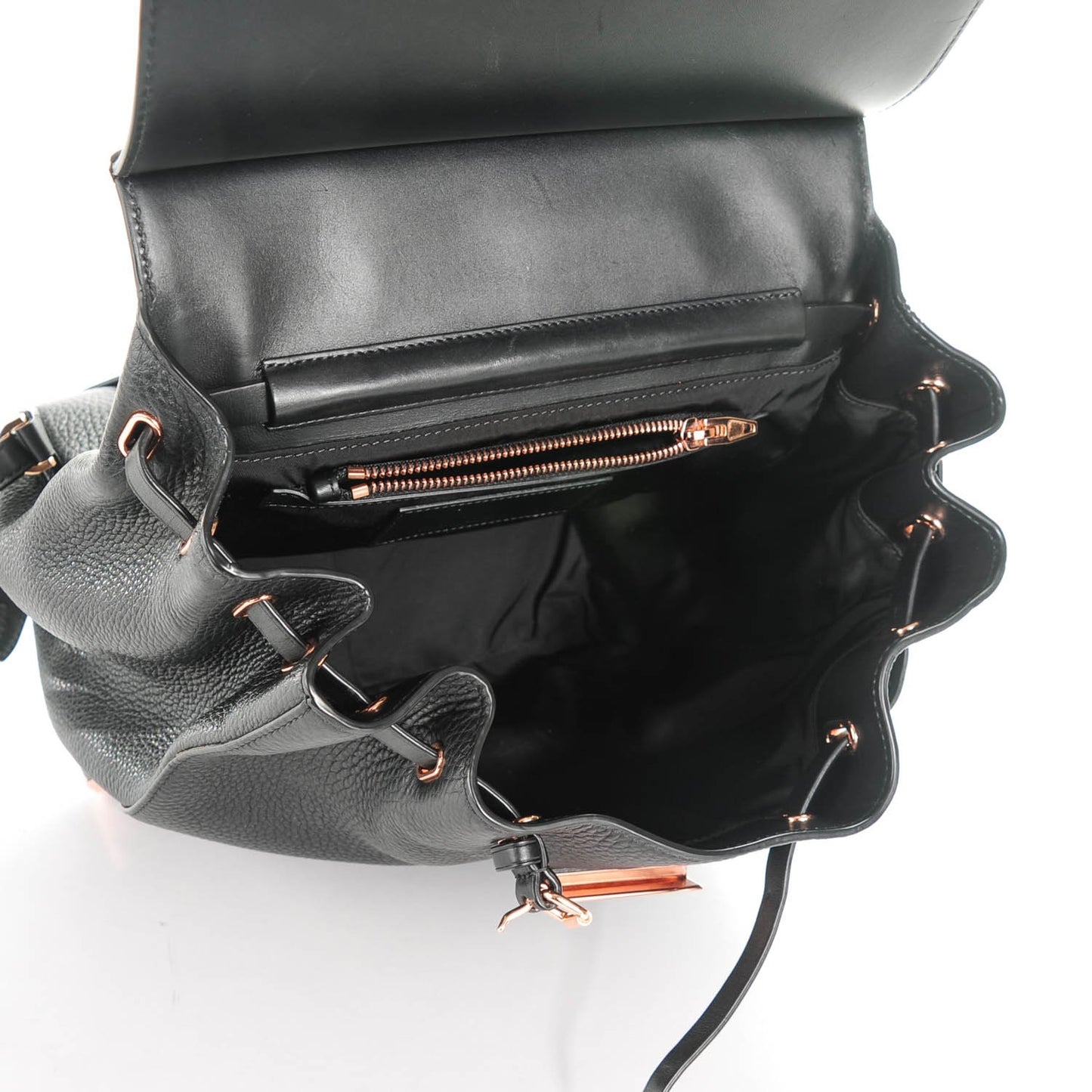 Pebbled Calfskin Prisma Skeletal Backpack Black Rose Gold Hardware