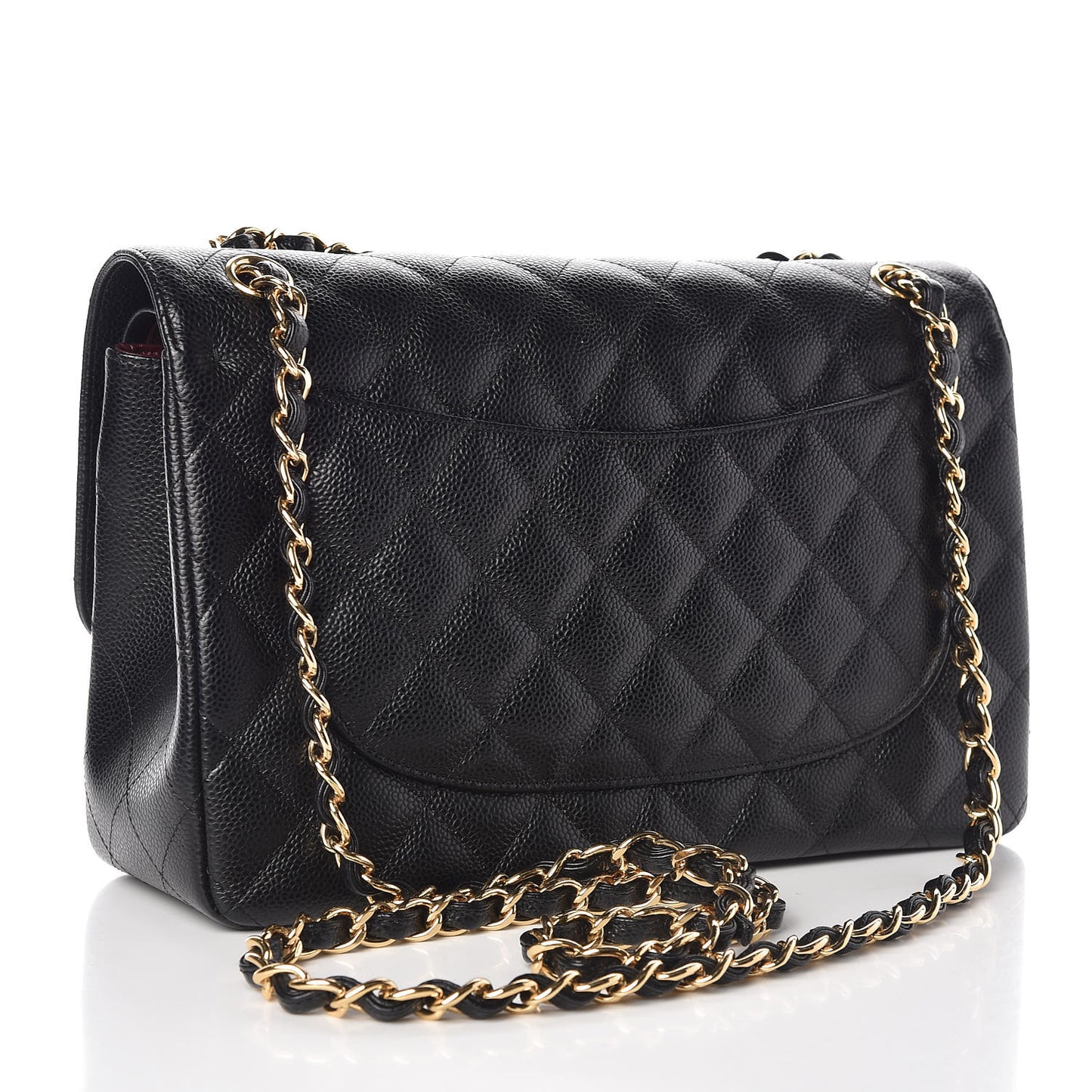 Caviar Quilted Jumbo Double Flap Black