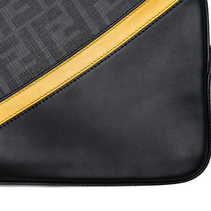 Fendi Glazed Fabric Vitello Liberty FF 1974 Diagonal Medium Camera Case Black Sunflower 13 of 13