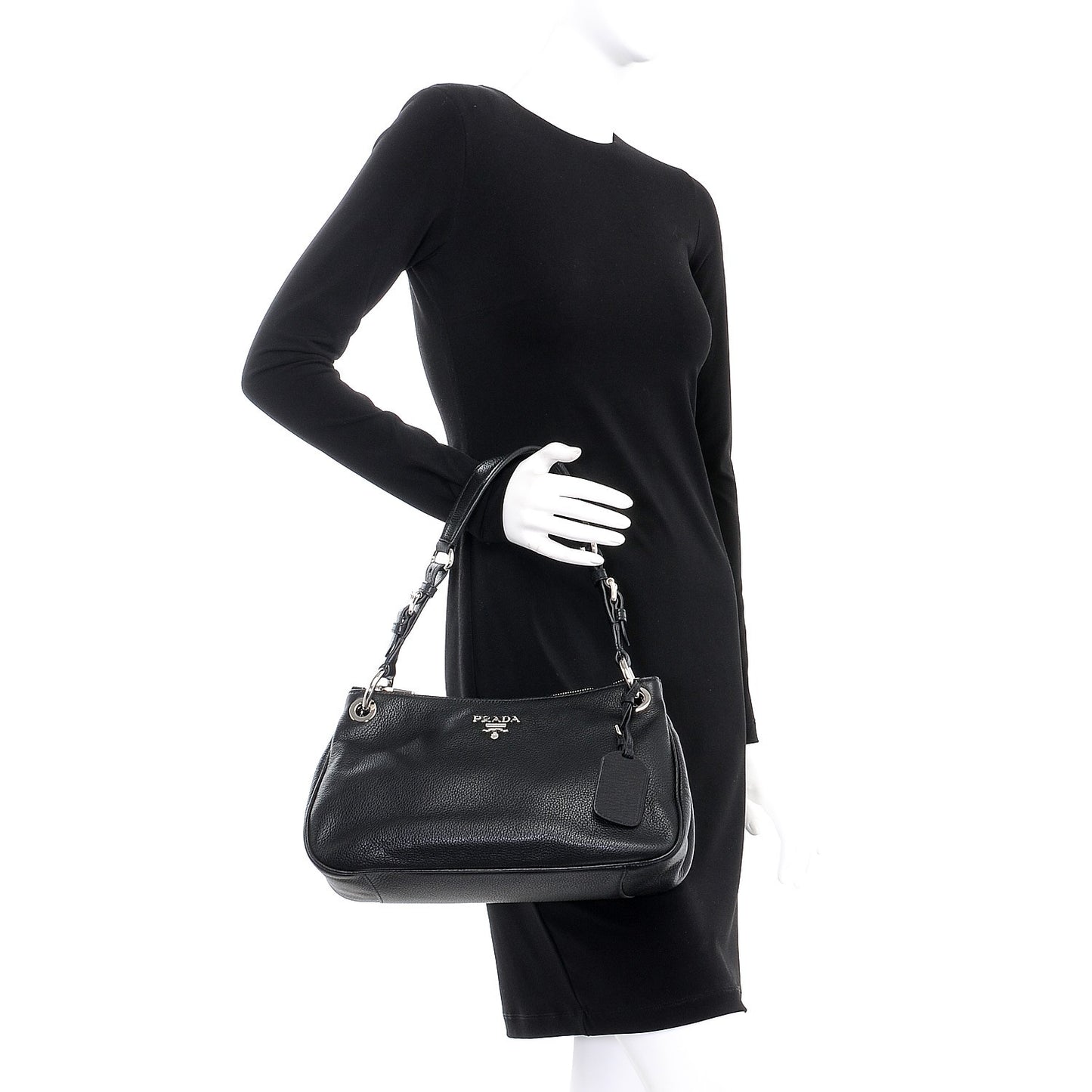 Vitello Phenix Shoulder Bag Black