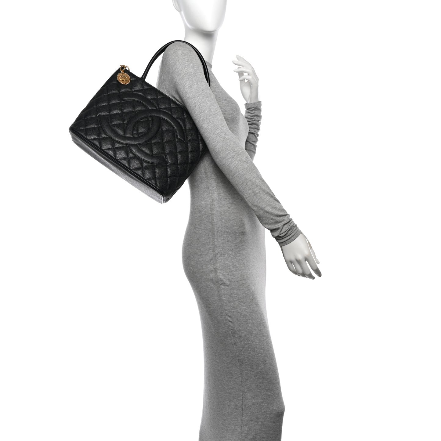 Caviar Quilted Medallion Tote Black
