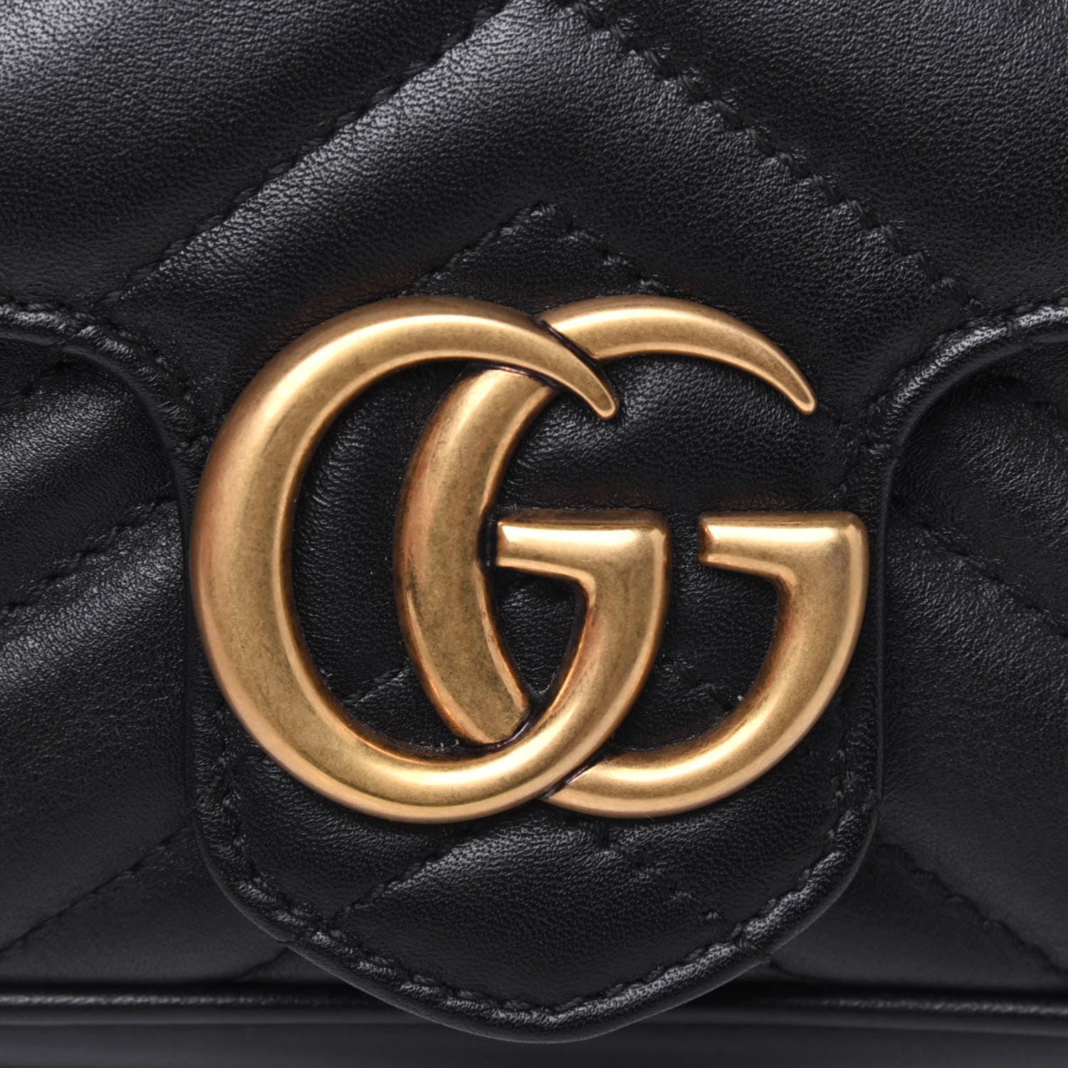 Gucci Calfskin Matelasse Super Mini GG Marmont Shoulder Bag Black 11 of 12