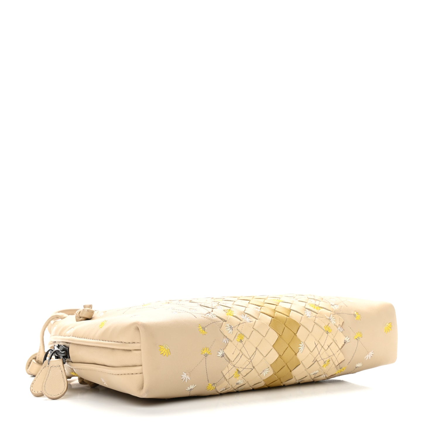Nappa Intrecciato Floral Embroidered Pillow Crossbody Messenger Mink Multicolor