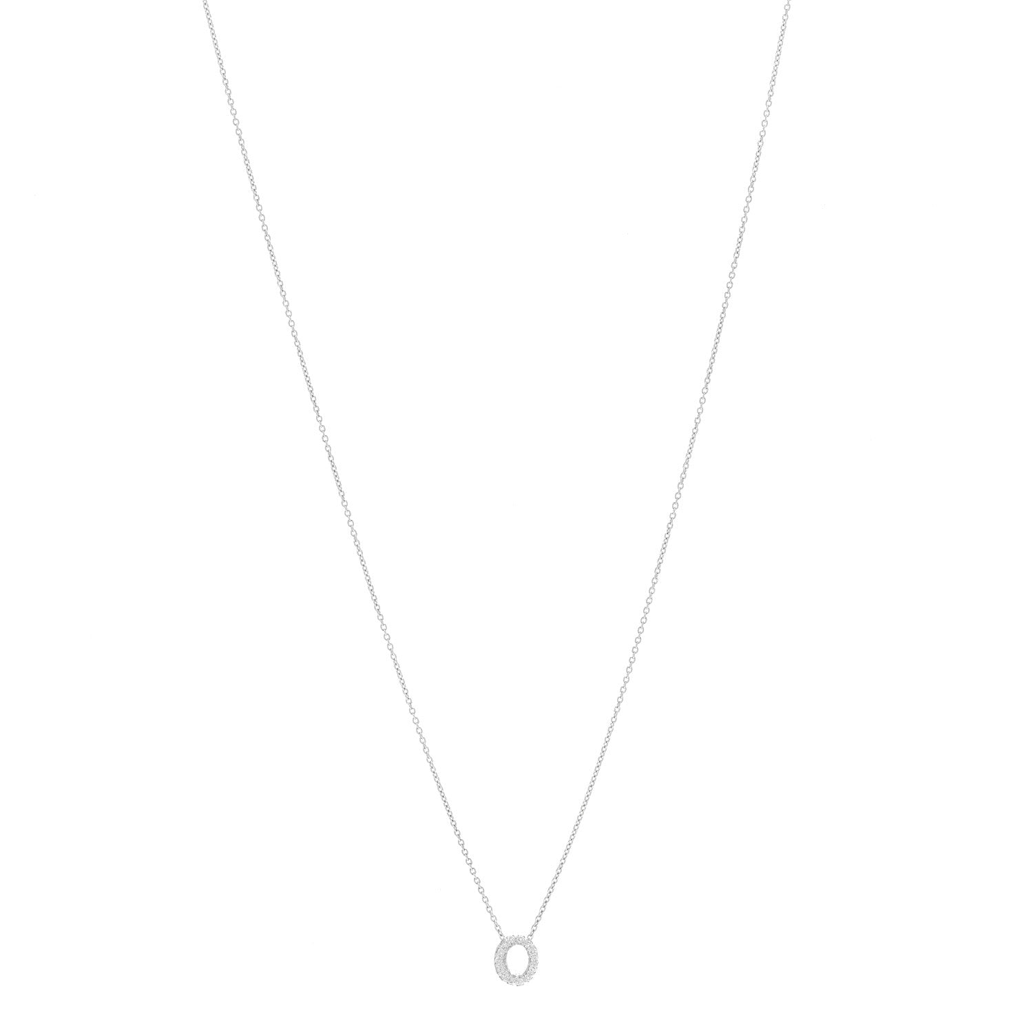 Roberto Coin 18K White Gold Diamond Love Letter O Pendant Necklace 1 of 5