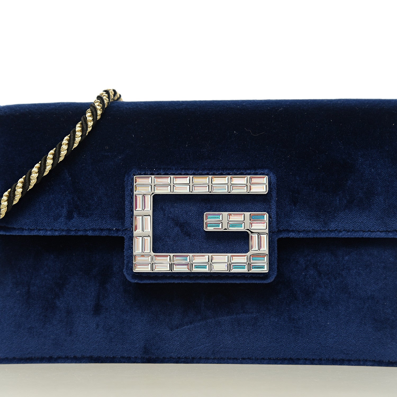 Gucci Velvet Crystal Square G Shoulder Bag Cobalt Blue 9 of 9