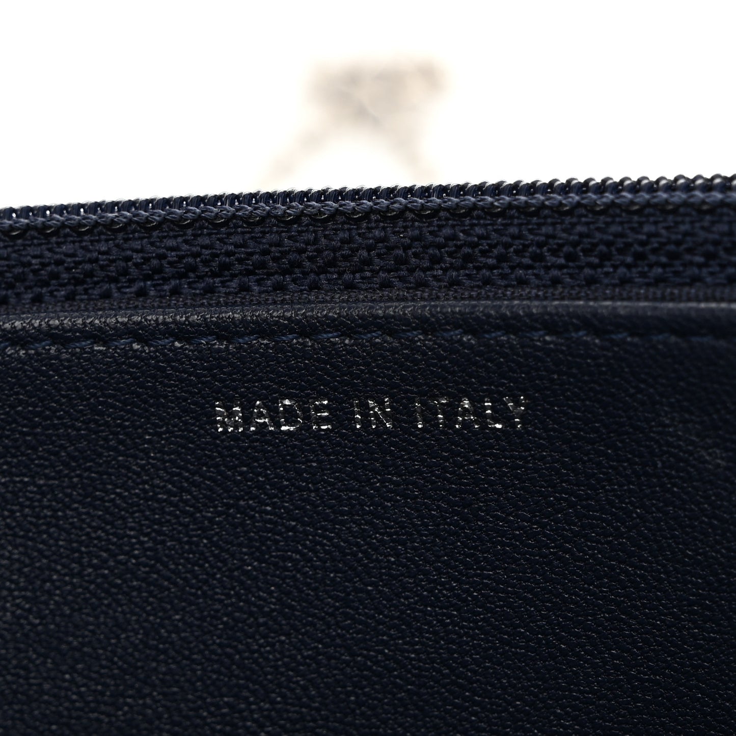 Grained Calfskin Quilted CC Box Wallet On Chain WOC Navy