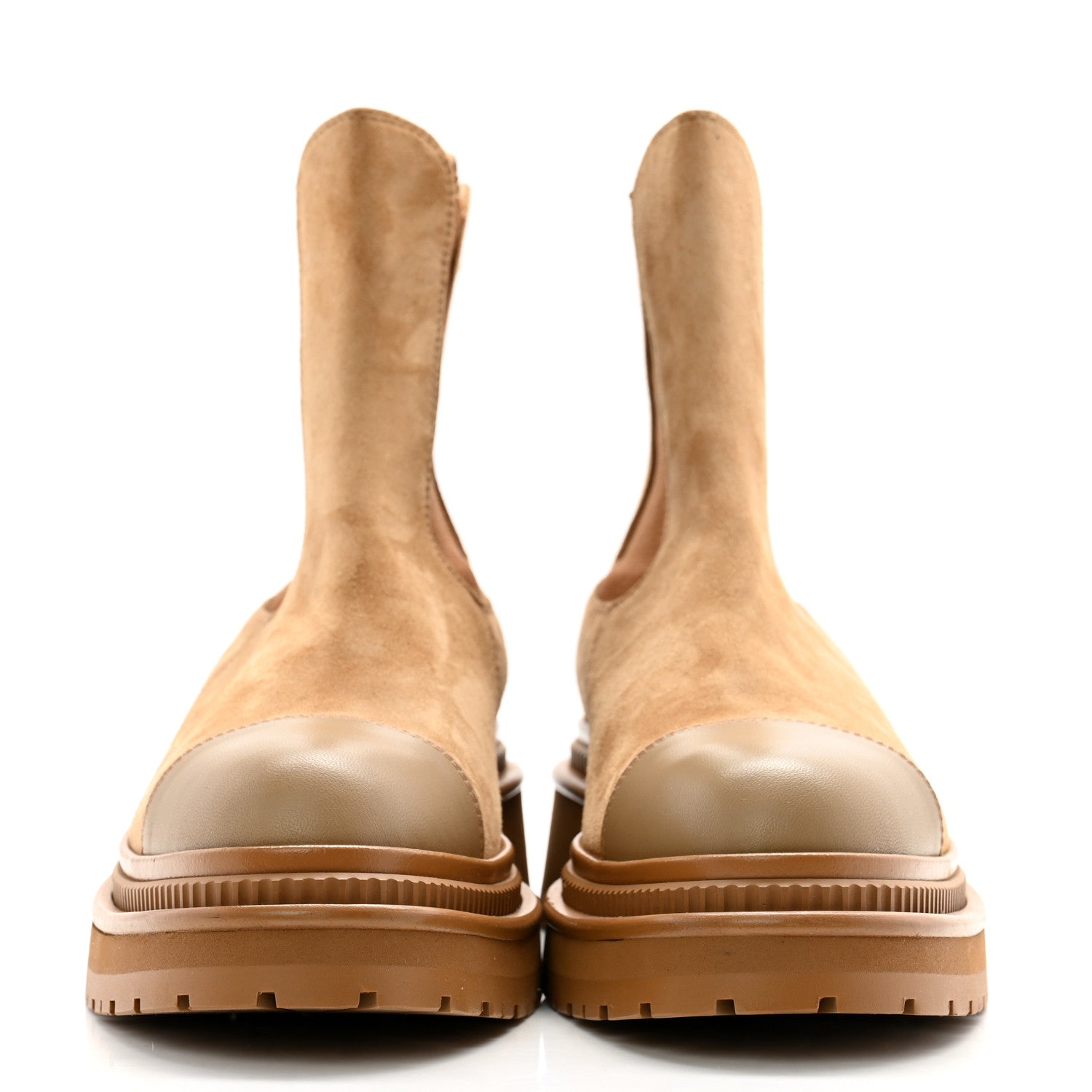Chanel Suede Lambskin Cap Toe Ankle Boots 37.5 Light Brown 2 of 12