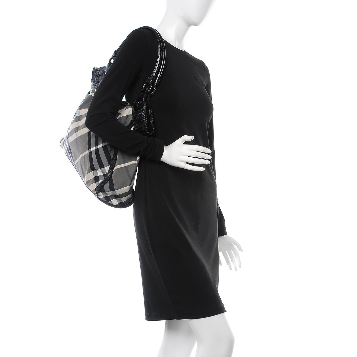 Nylon Beat Check Tote Black