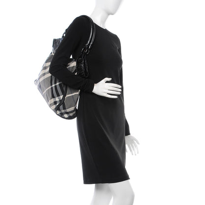 Burberry Nylon Beat Check Tote Black 2 of 8