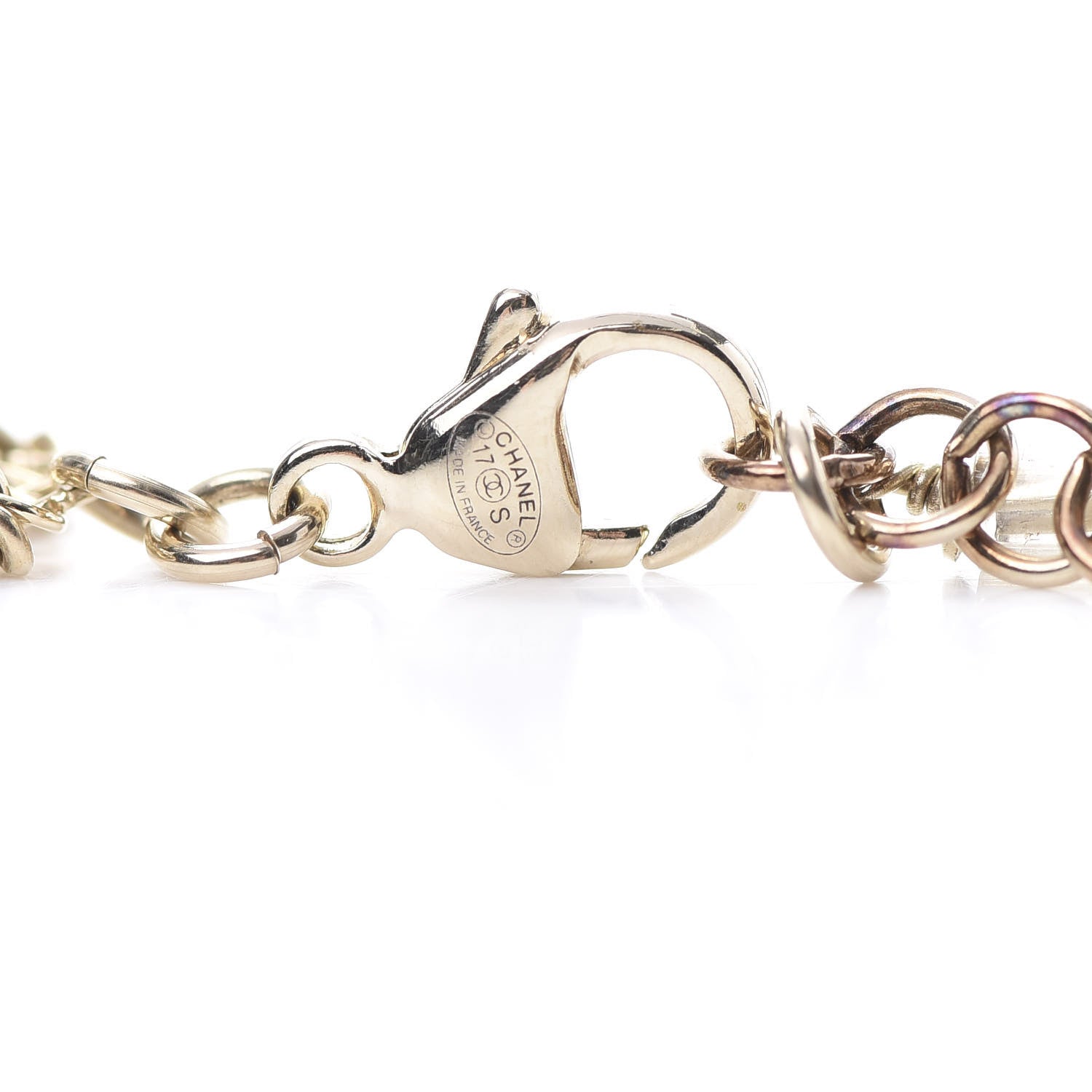 Chanel Resin Crystal CC Camellia Long Necklace Gold 4 of 4