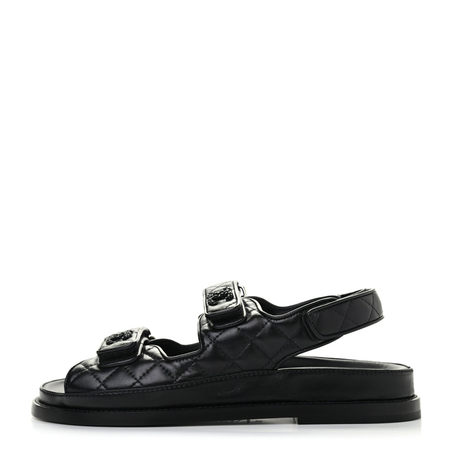 Lambskin Velcro Dad Sandals 38 Black