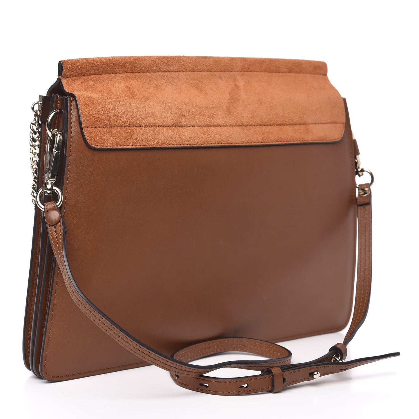 Suede Calfskin Medium Faye Shoulder Bag Tobacco