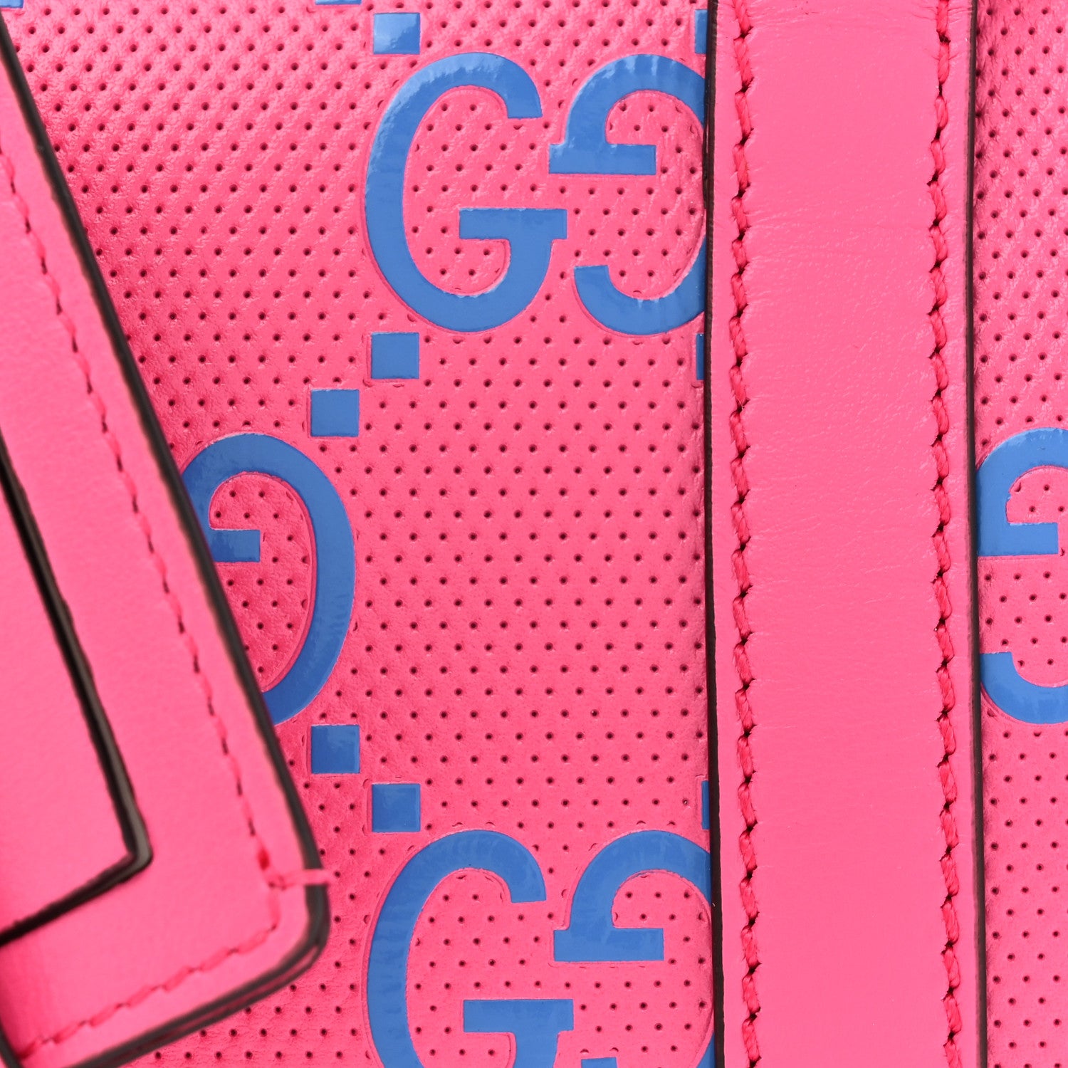 Gucci Calfskin GG Tennis Bi-Color Embossed Mini Duffle Bag Modern Fucsia Modern Blue 8 of 10