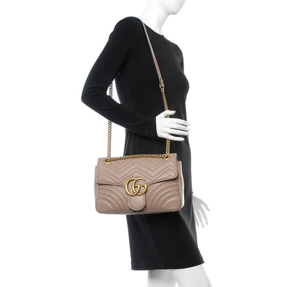 Gucci Calfskin Matelasse Medium GG Marmont Shoulder Bag Porcelain Rose 2 of 8