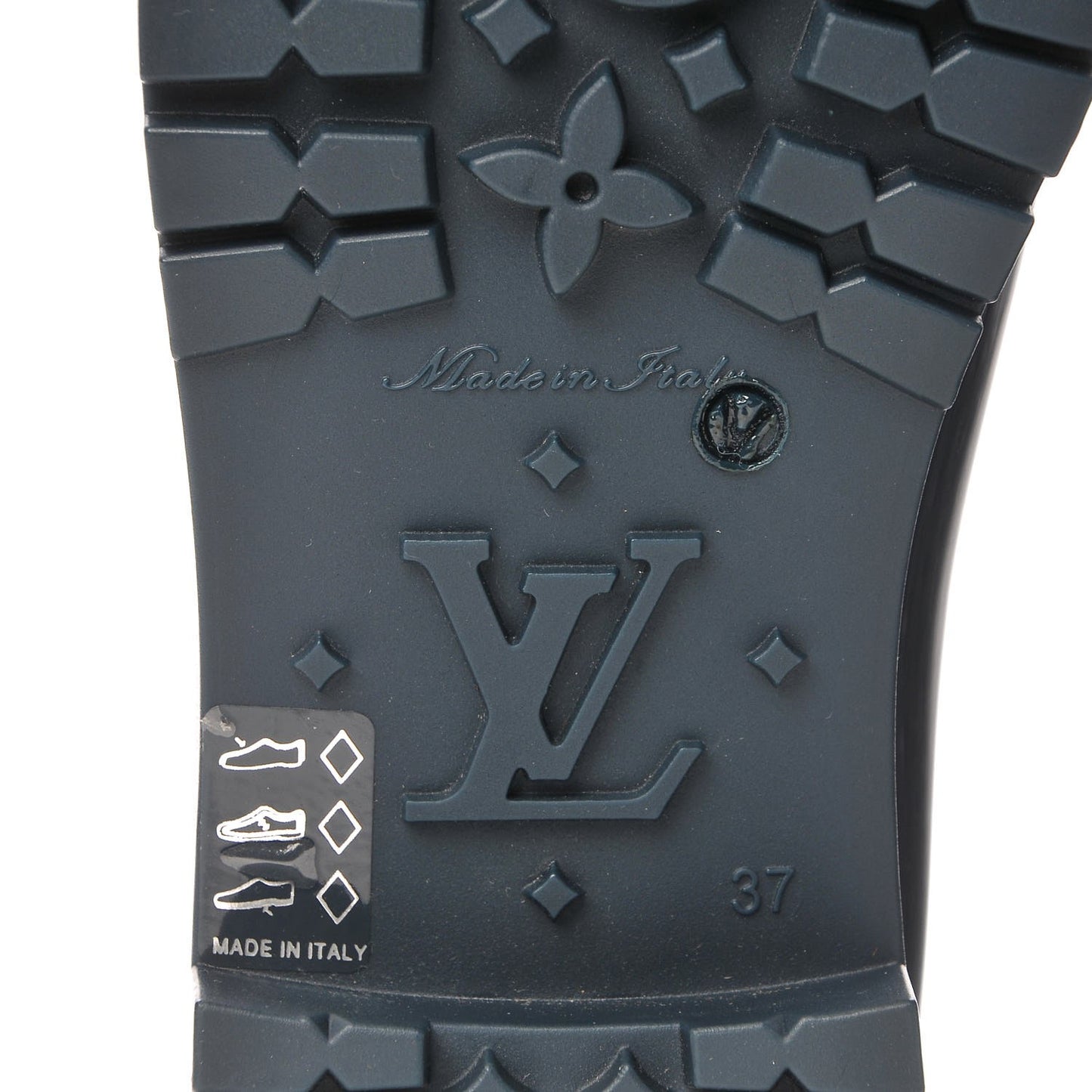 Rubber Embossed Monogram Splash Rain Boots 37 Blue