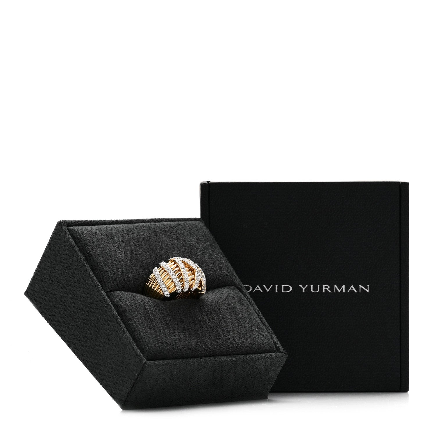 David Yurman 18K Yellow Gold Diamond 15mm Helena Ring 52 6 5 of 5