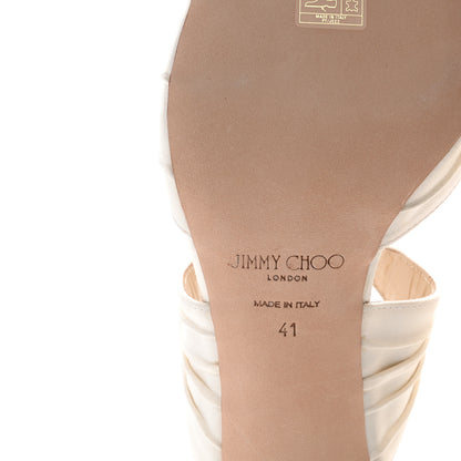 Jimmy Choo Satin Pearl Aura 95 Sandals 41 Ivory White 7 of 10