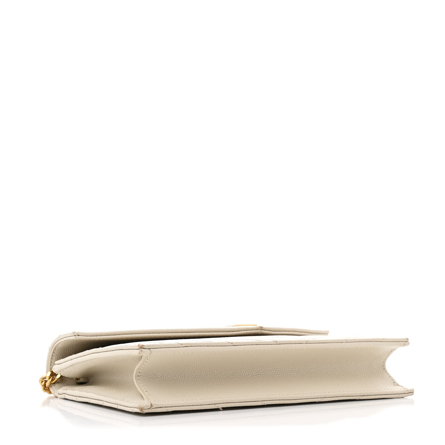 Saint Laurent Grain De Poudre Matelasse Chevron Monogram Envelope Chain Wallet Crema Soft 4 of 14
