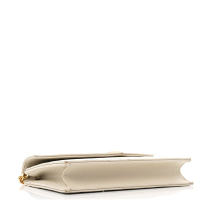 Saint Laurent Grain De Poudre Matelasse Chevron Monogram Envelope Chain Wallet Crema Soft 4 of 14