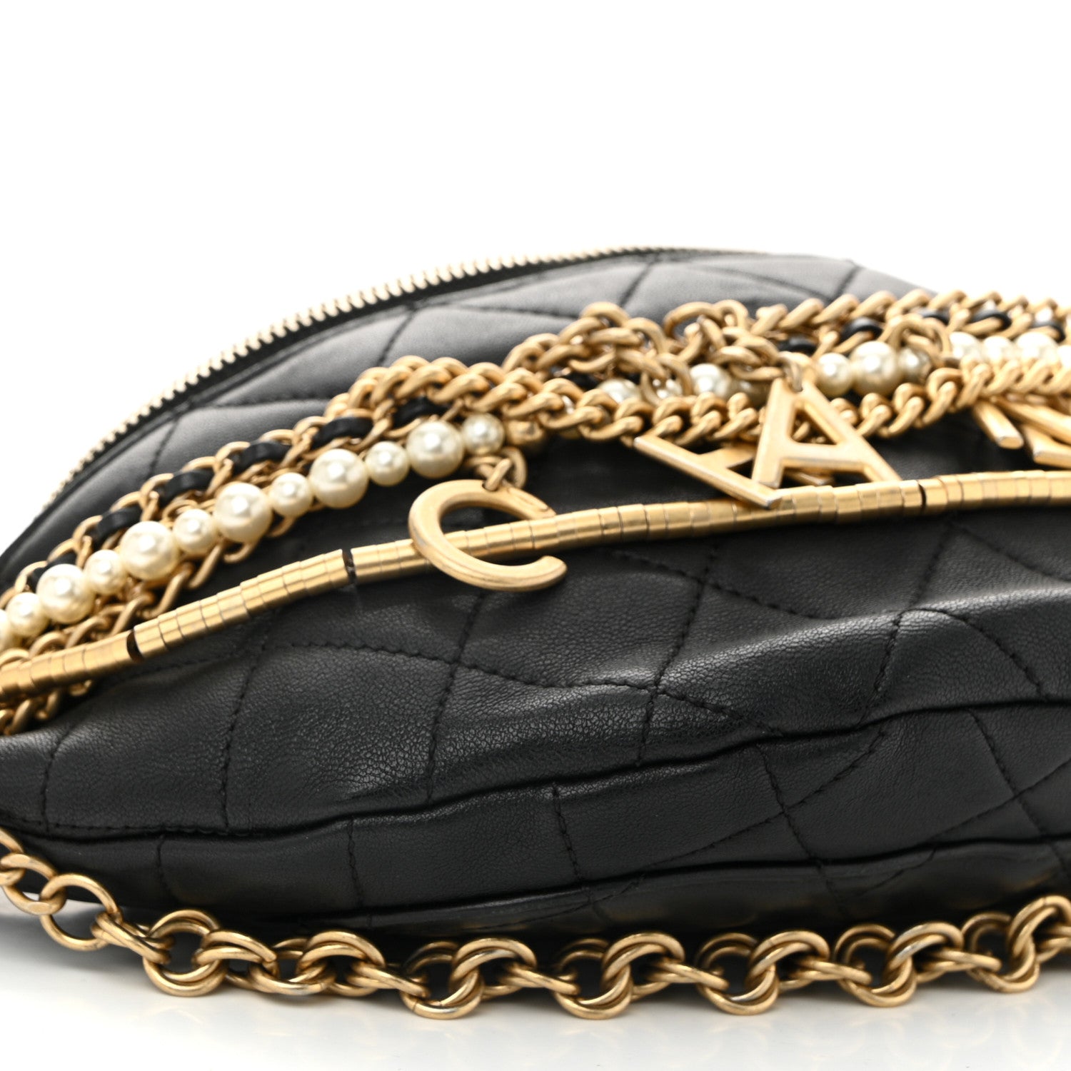 Chanel Lambskin Quilted All About Chains Waist Belt Bag Black 9 of 10