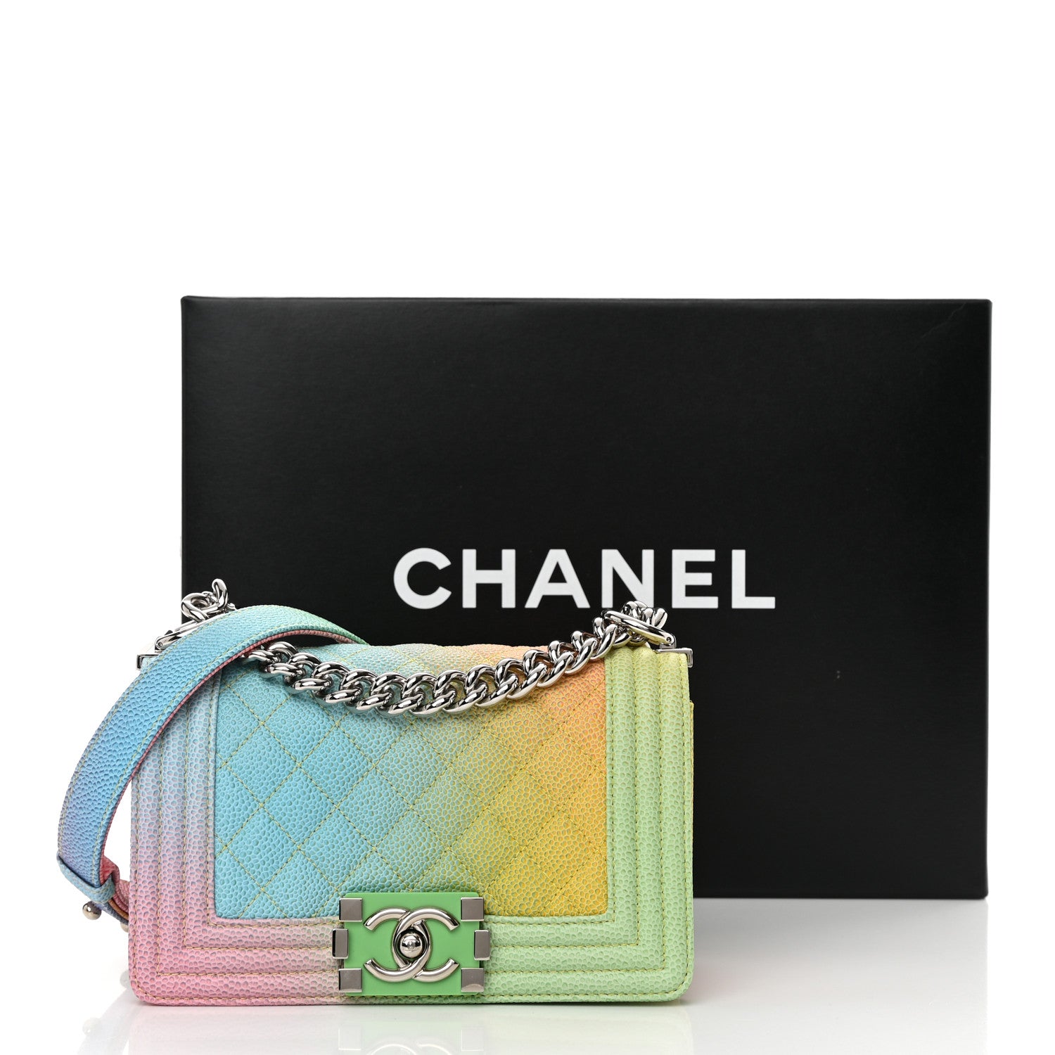 Chanel Caviar Quilted Small Cuba Rainbow Boy Flap Multicolor 11 of 11