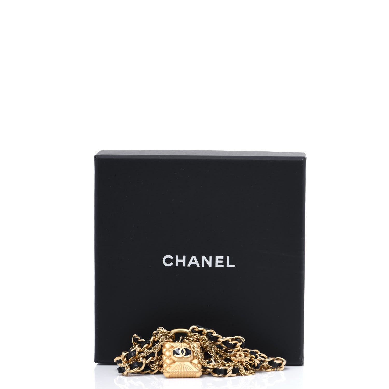 Chanel Metal Lambskin Resin Multi Strand Chain Link Bracelet Black Gold 6 of 6